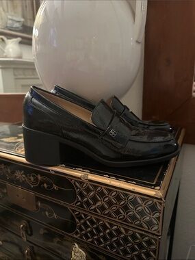 Black Bandolino Block Heel Loafers
